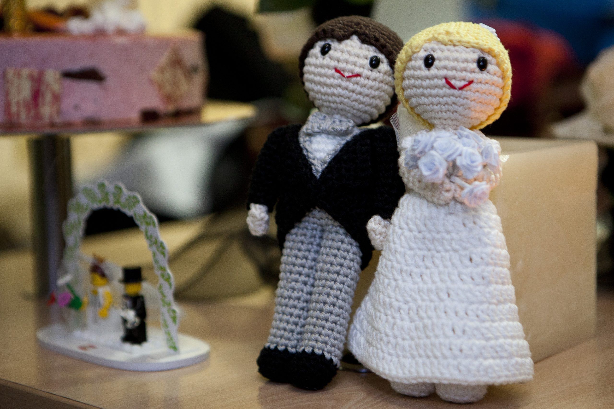 novios pastel de boda amigurumi