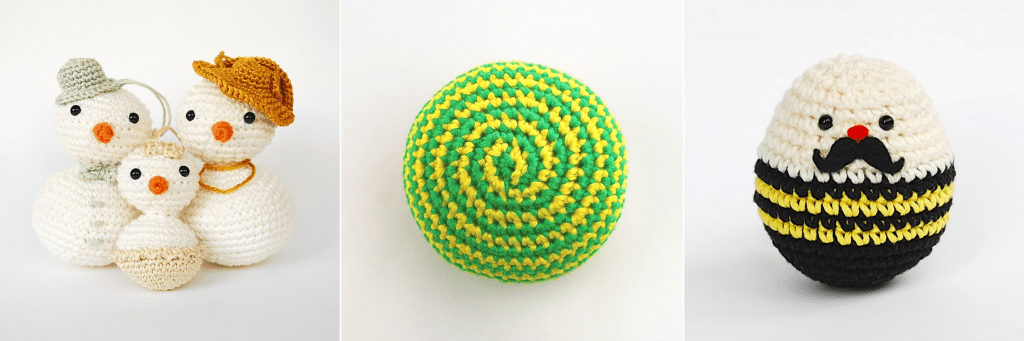patrones amigurumis fáciles familia muñecos de nieve, pelota, tentempié forzudo